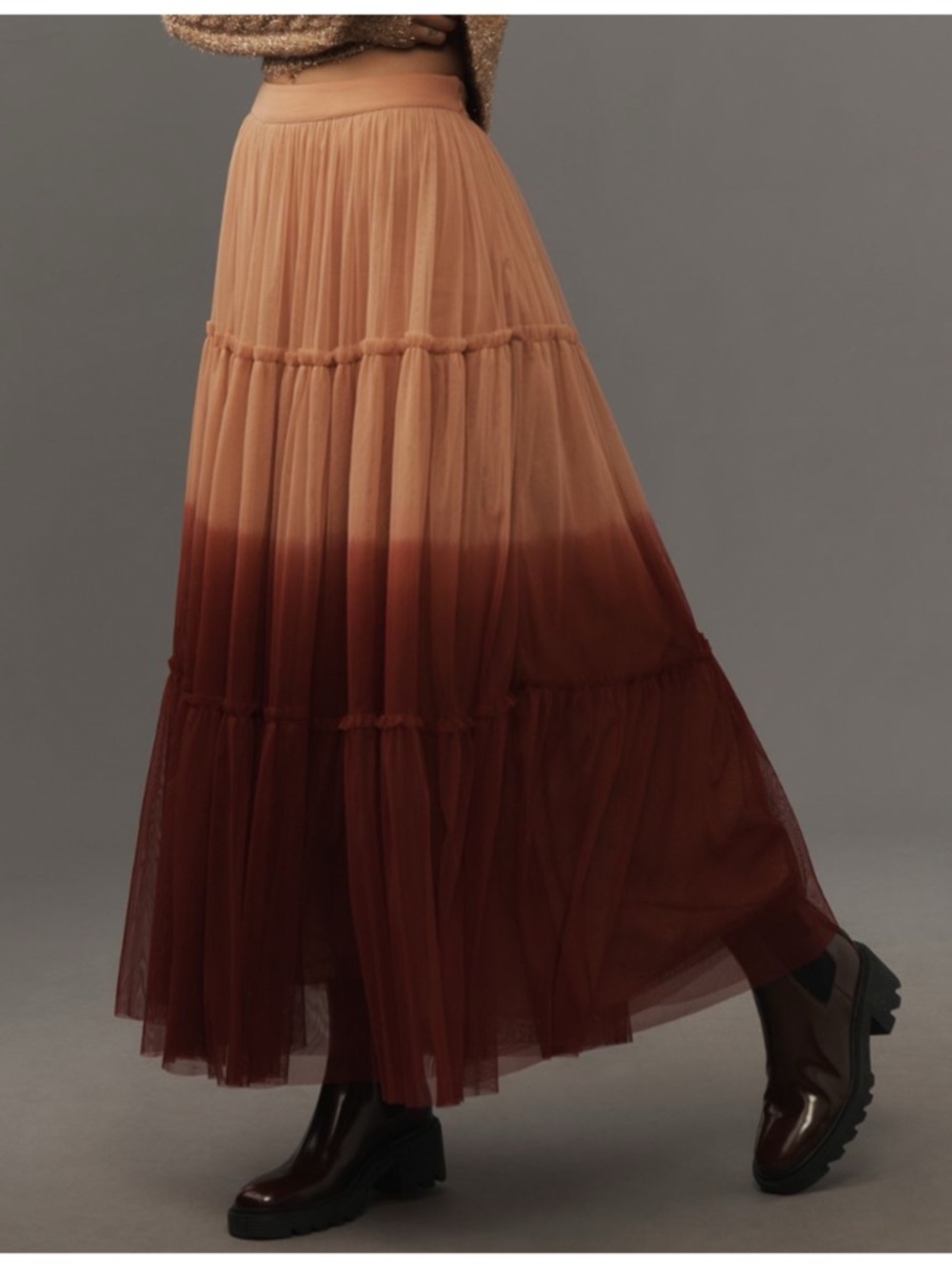 NWT Anthropologie Let Me Be Ombre Tulle Maxi Skirt, M - Picture 3 of 9
